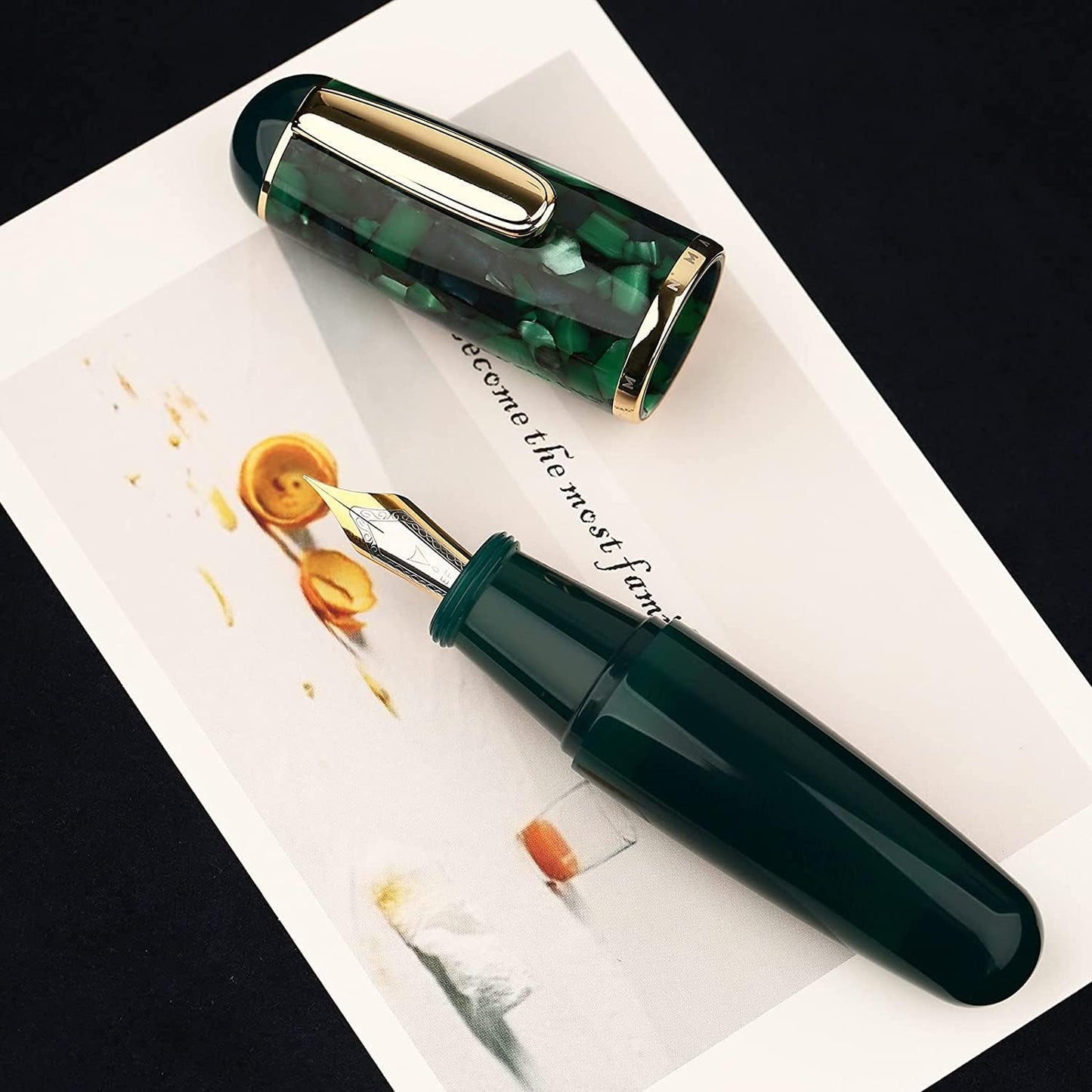 Majohn Q1 Fountain Pen Bent Nib Fude Pen, Little Fat Man Transparent Eyedropper Filling Pocket Pen Large Capacity
