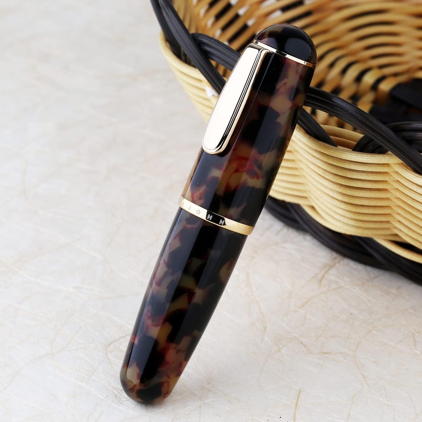 Majohn Q1 Fountain Pen Bent Nib Fude Pen, Little Fat Man Transparent Eyedropper Filling Pocket Pen Large Capacity