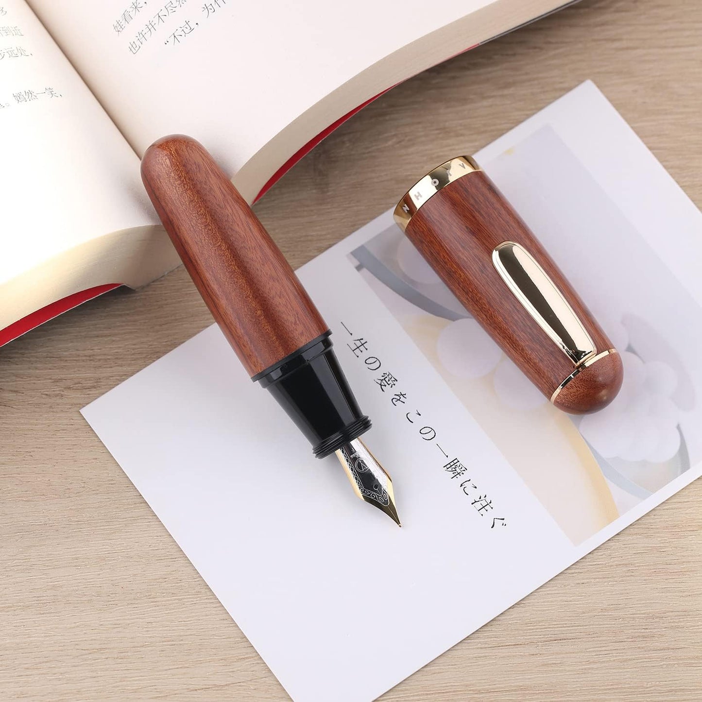 Majohn Q1 Fountain Pen Bent Nib Fude Pen, Little Fat Man Transparent Eyedropper Filling Pocket Pen Large Capacity