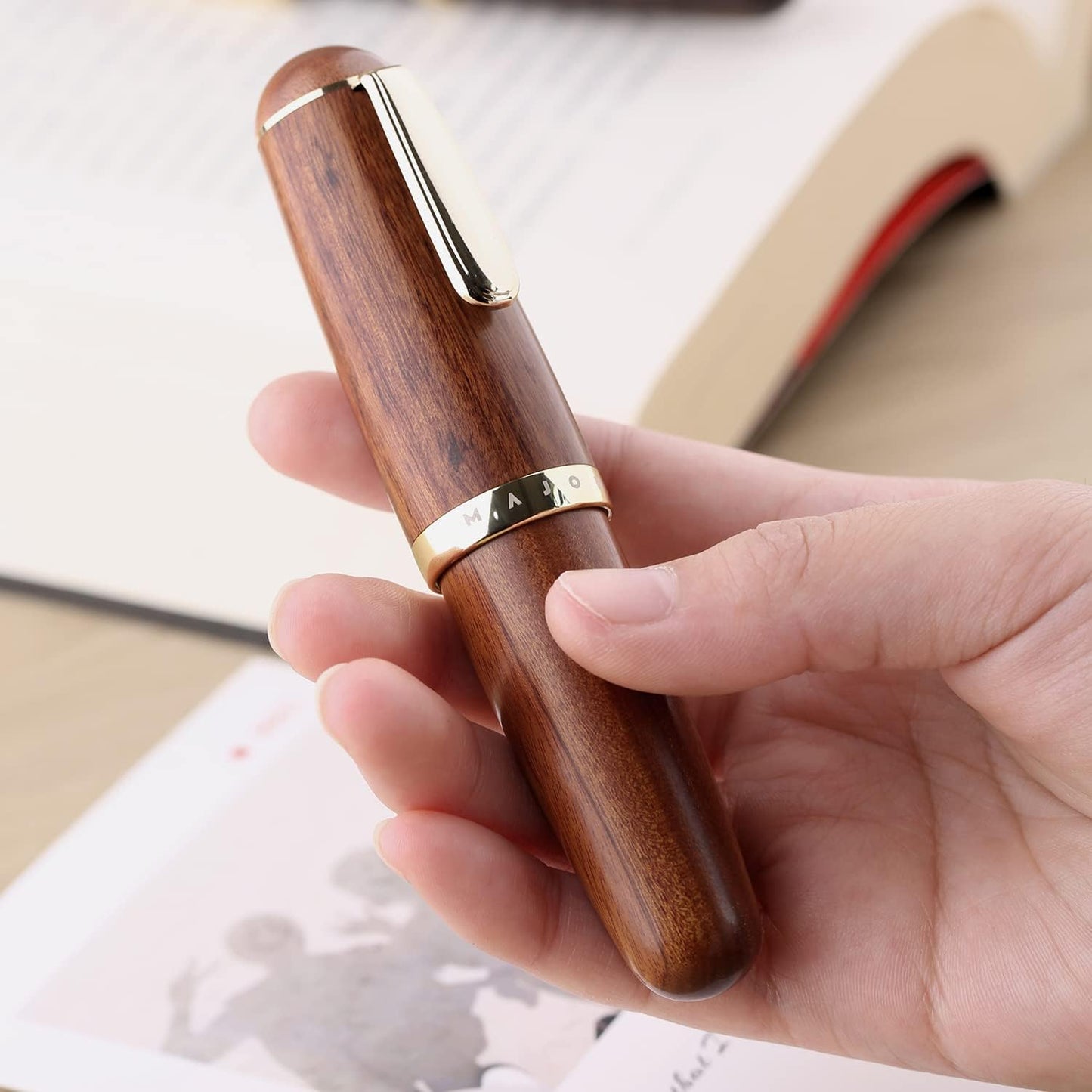 Majohn Q1 Fountain Pen Bent Nib Fude Pen, Little Fat Man Transparent Eyedropper Filling Pocket Pen Large Capacity