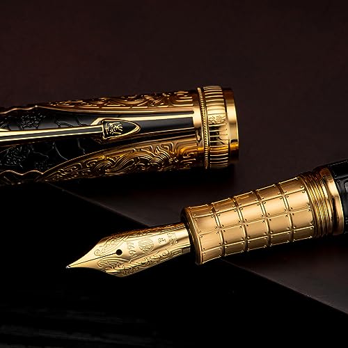 D5 Qin Dynasty Fountain Pen - Retro Chinese Totem Engraving, Smooth Writing - Pen Box Set