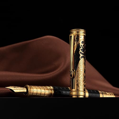 D5 Qin Dynasty Fountain Pen - Retro Chinese Totem Engraving, Smooth Writing - Pen Box Set