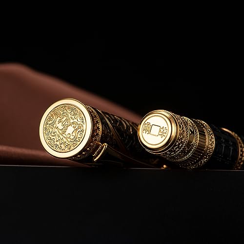D5 Qin Dynasty Fountain Pen - Retro Chinese Totem Engraving, Smooth Writing - Pen Box Set