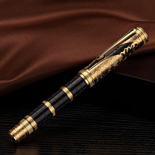D5 Qin Dynasty Fountain Pen - Retro Chinese Totem Engraving, Smooth Writing - Pen Box Set