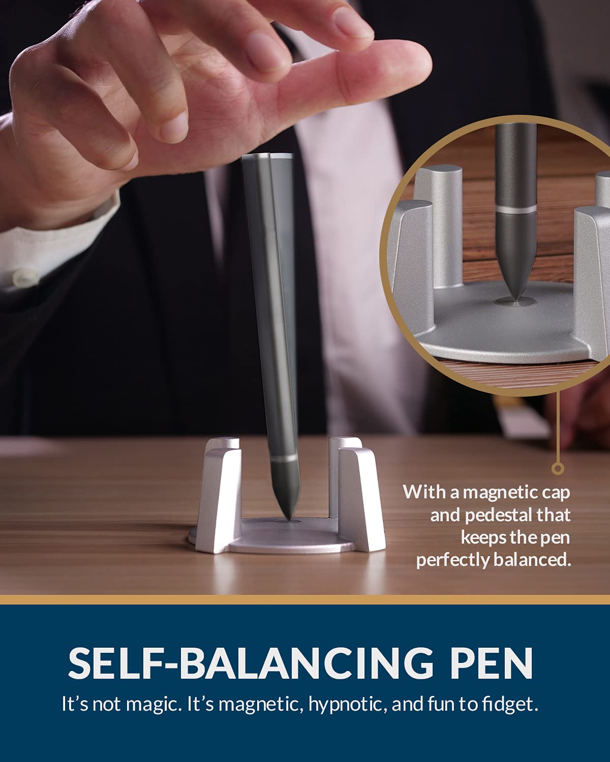 Hoverpen - Luxury Hoverpen Executive Ballpoint Pen for Men & Women | Vertically Standing Design, Free-Flowing Ink, Metal Construction