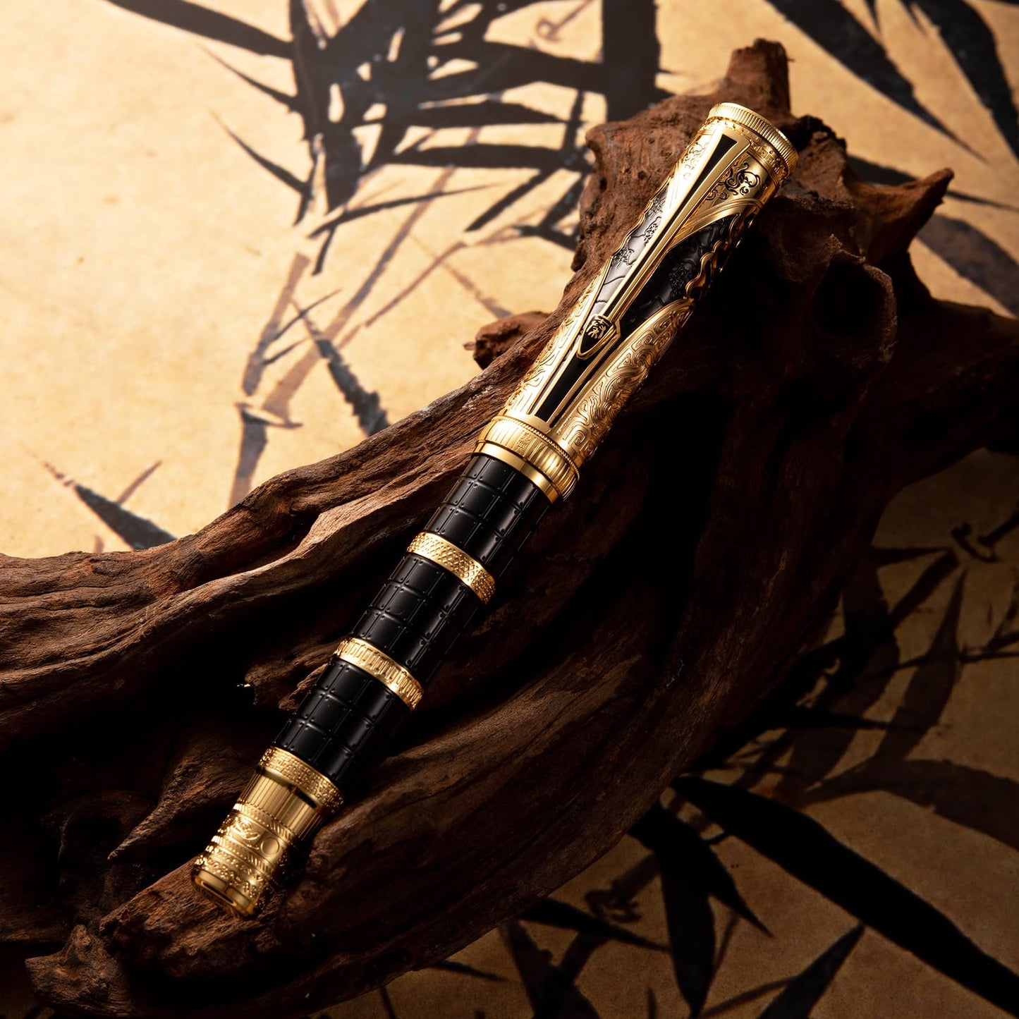 D5 Qin Dynasty Fountain Pen - Retro Chinese Totem Engraving, Smooth Writing - Pen Box Set