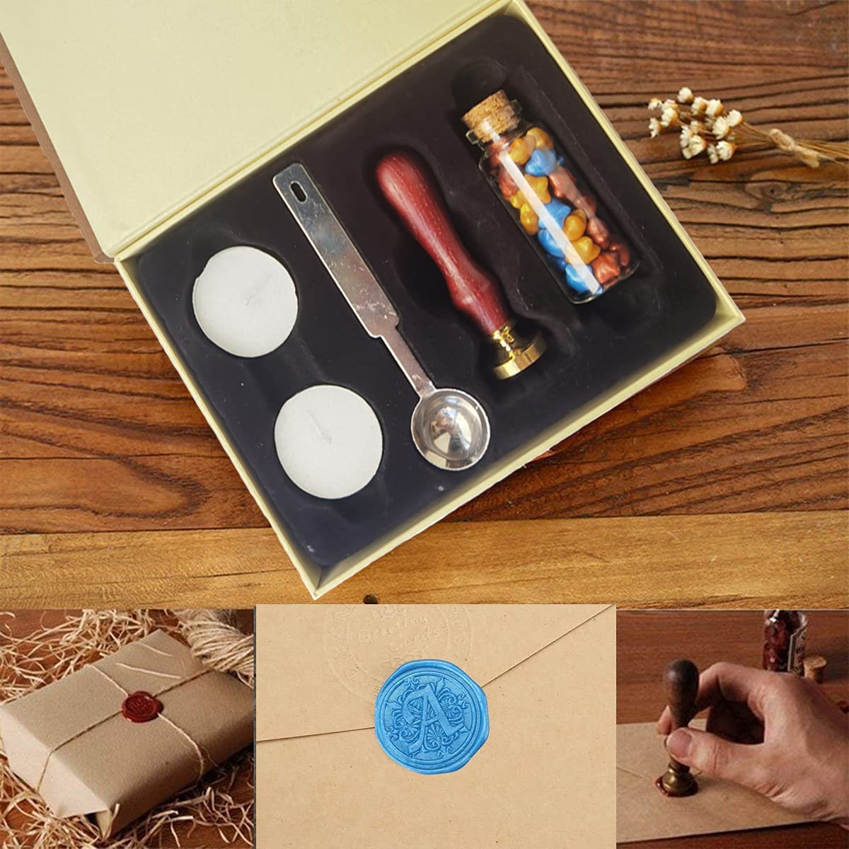 7PCS Hogwarts Wax Seal Stamp Kit, Vintage Letter Seals, DIY Craft Invitations & Gift Idea
