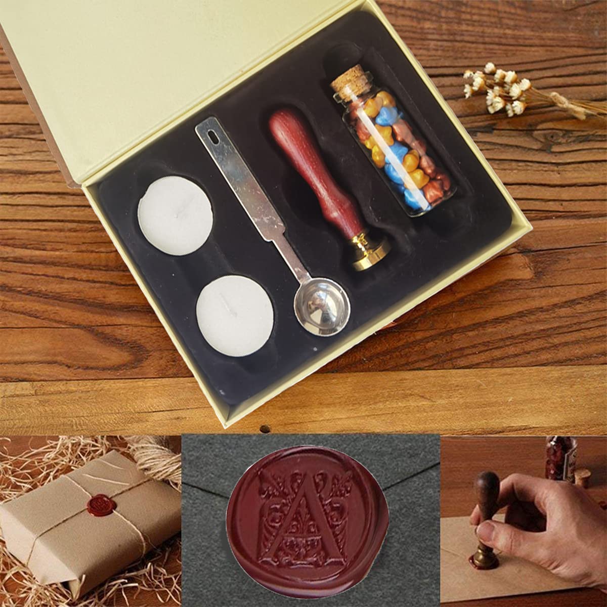 7PCS Hogwarts Wax Seal Stamp Kit, Vintage Letter Seals, DIY Craft Invitations & Gift Idea