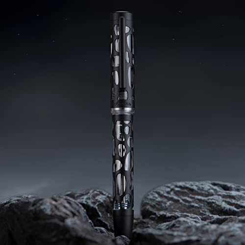 Matte Black Vacuum Filling Fountain Pen Set: Fine Nib, Transparent Acrylic Design