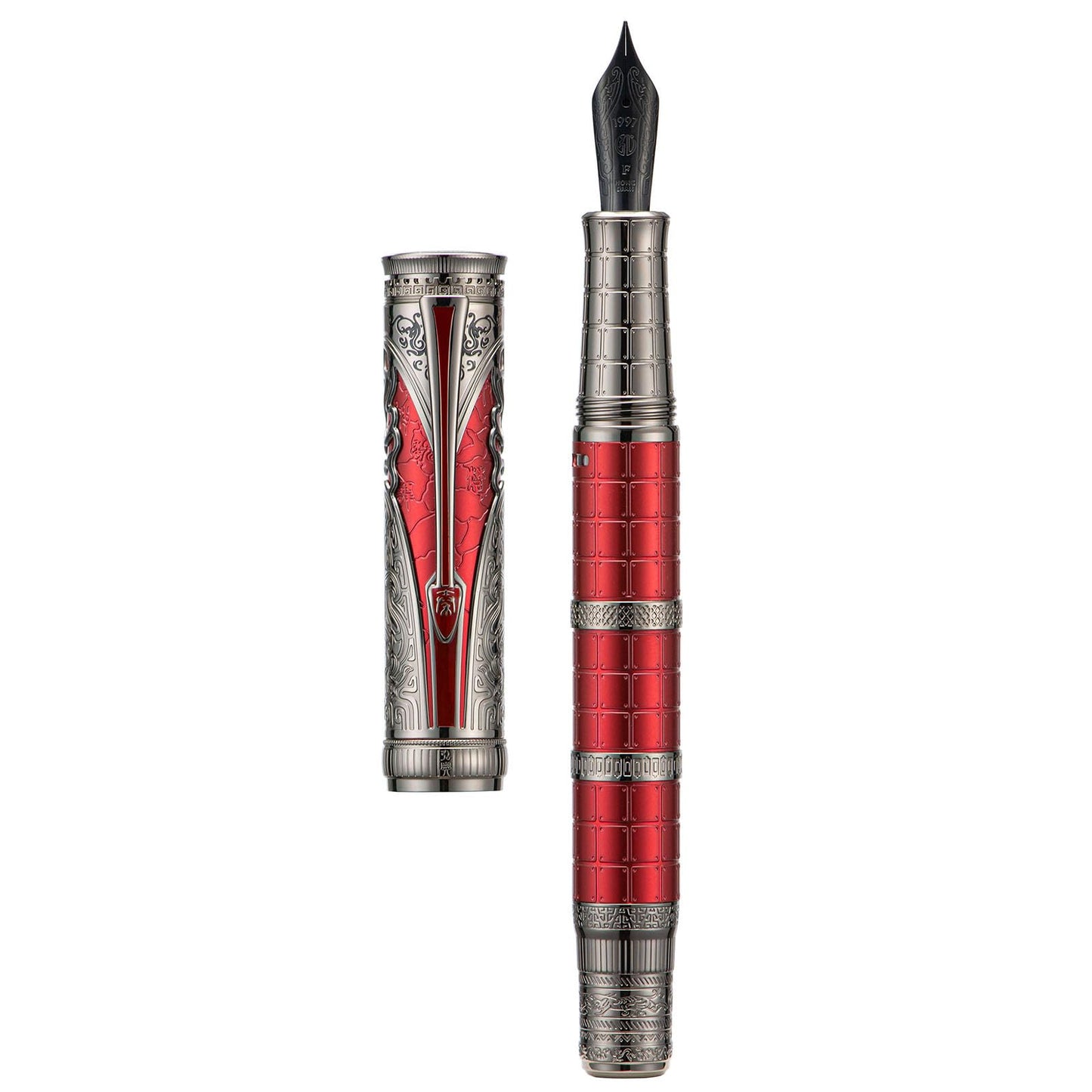 D5 Qin Dynasty Fountain Pen - Retro Chinese Totem Engraving, Smooth Writing - Pen Box Set