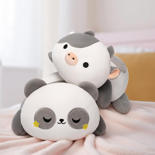 Kawaii Grey Panda Plush Pillow – 13"