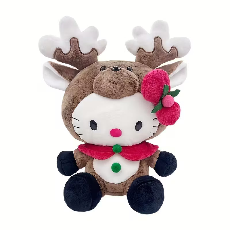 Hello Kitty Christmas Reindeer Plush Toy – 15" Holiday Edition Stuffed Animal with Red Bow & Green Accents