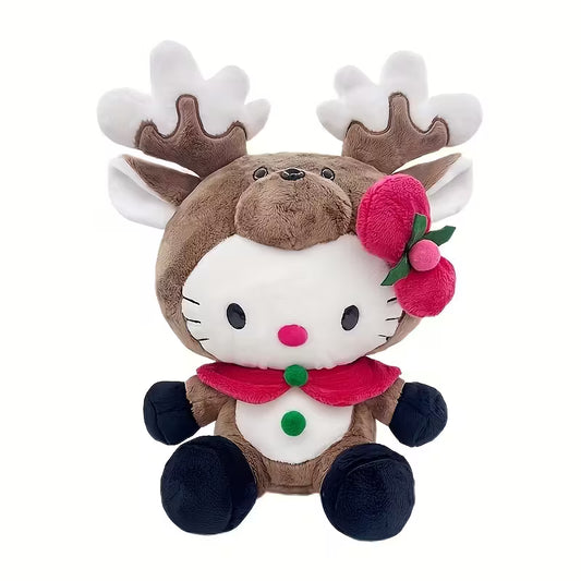 Hello Kitty Christmas Reindeer Plush Toy – 15" Holiday Edition Stuffed Animal with Red Bow & Green Accents