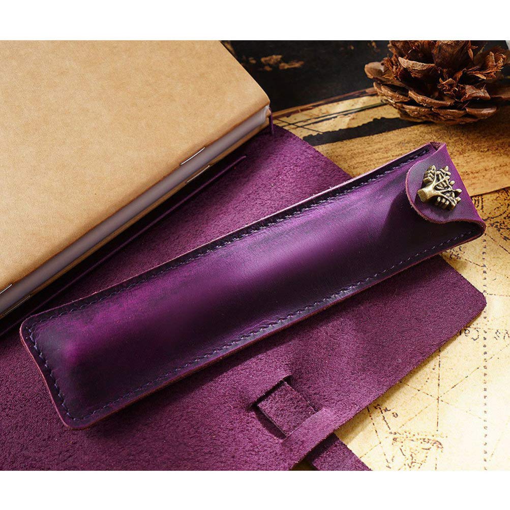 Leather SoloPen Holder: Premium Fountain Pen Sleeve & Desk Accessory