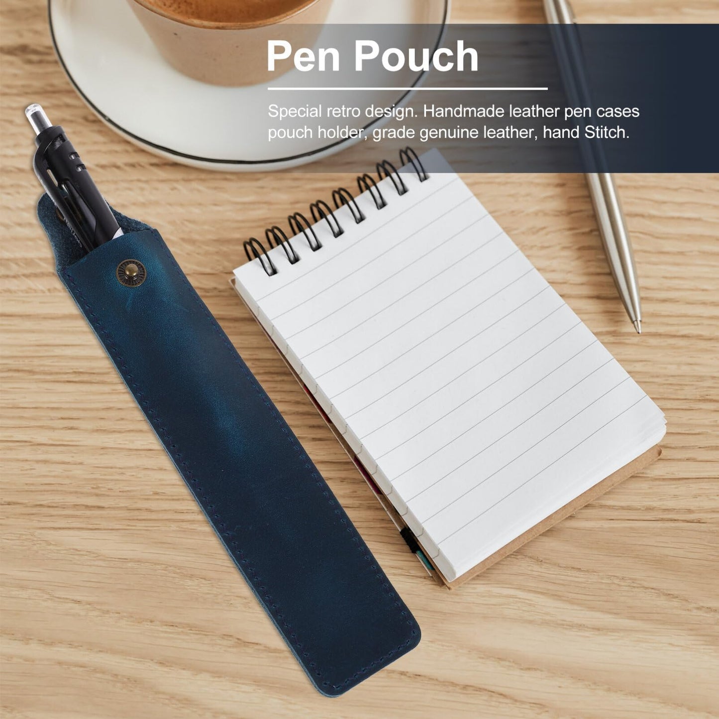 Leather SoloPen Holder: Premium Fountain Pen Sleeve & Desk Accessory