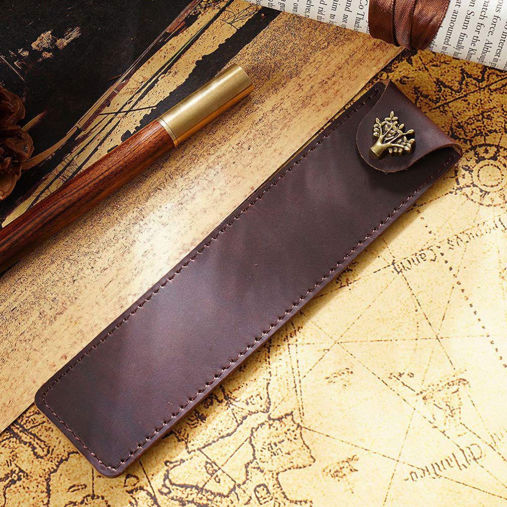 Leather SoloPen Holder: Premium Fountain Pen Sleeve & Desk Accessory