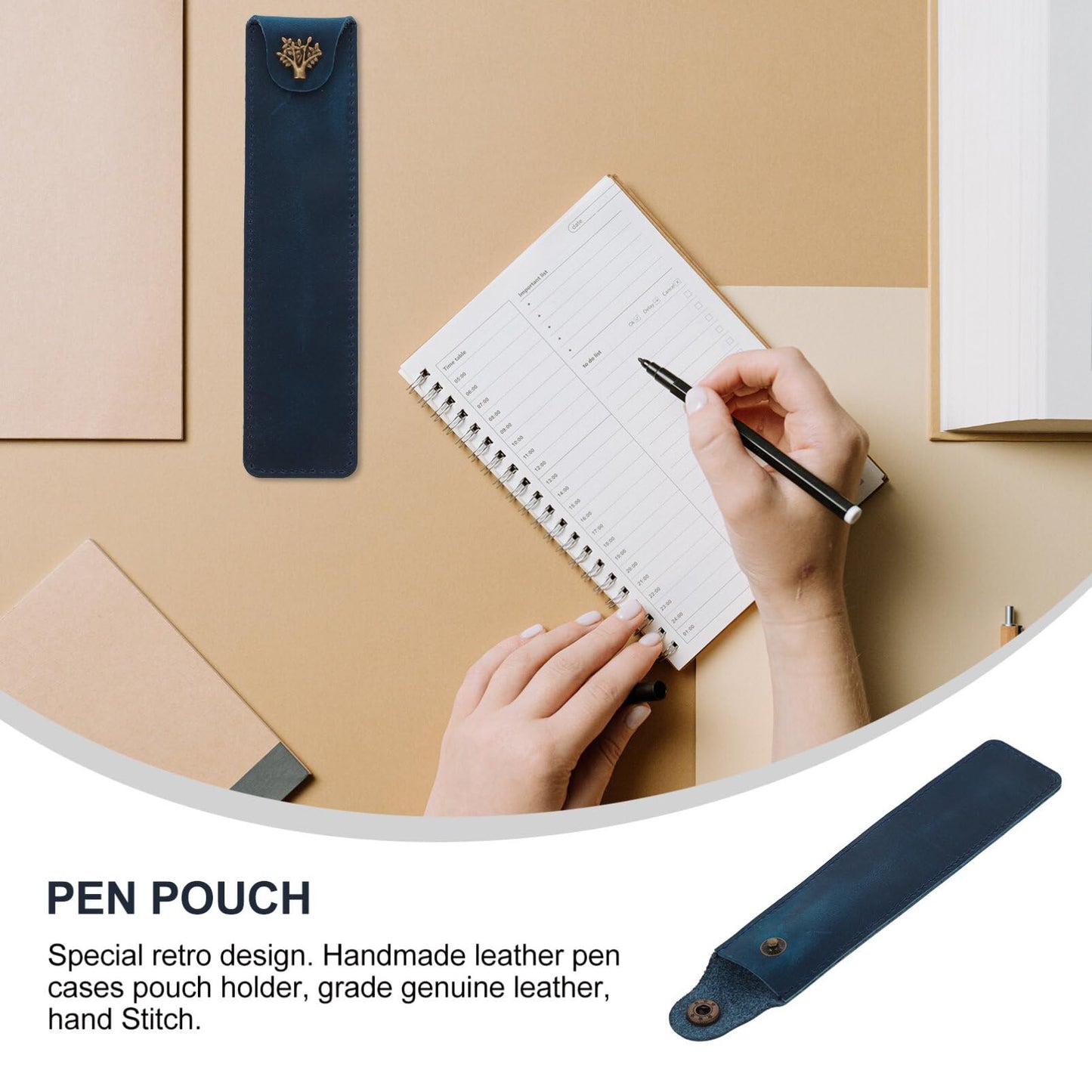 Leather SoloPen Holder: Premium Fountain Pen Sleeve & Desk Accessory