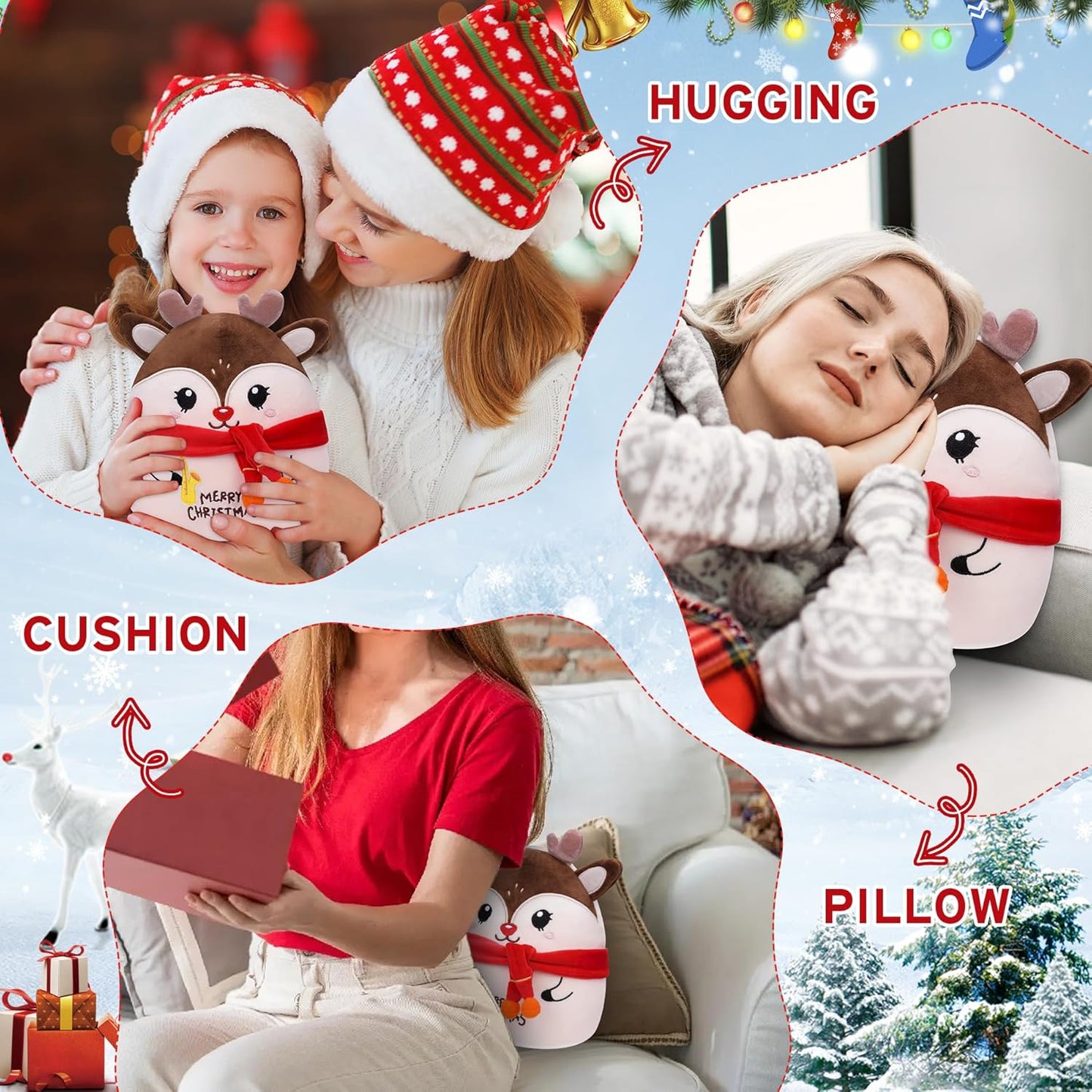 Christmas Elk Plush Toy with Saxophone – 8"