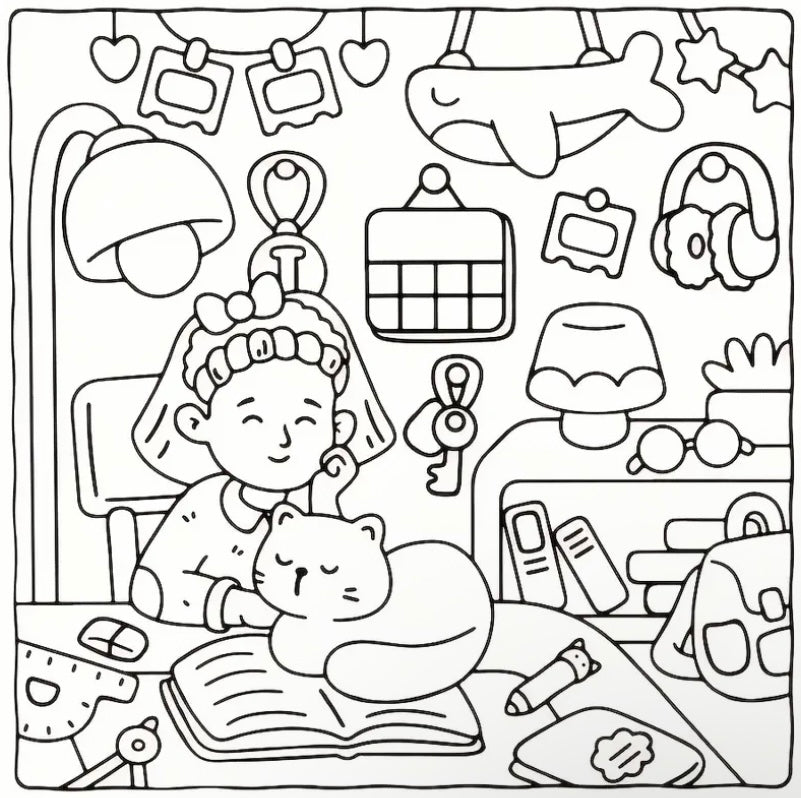 Cat Life Coloring Book