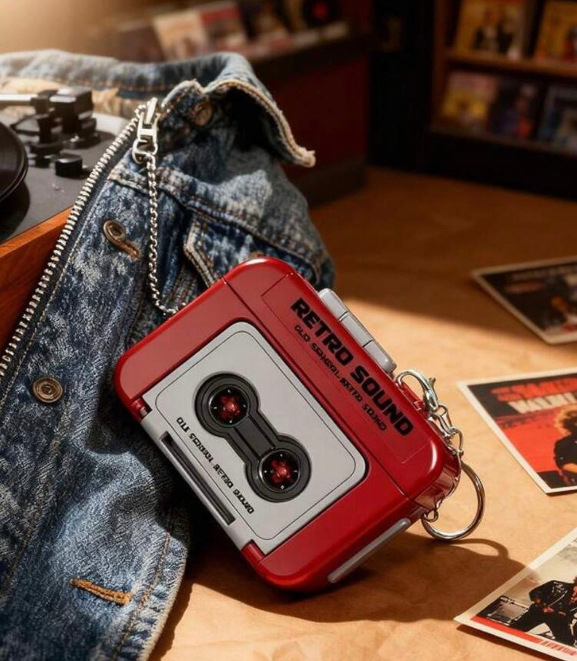 Cute Mini Retro Tape Recorder Keychain