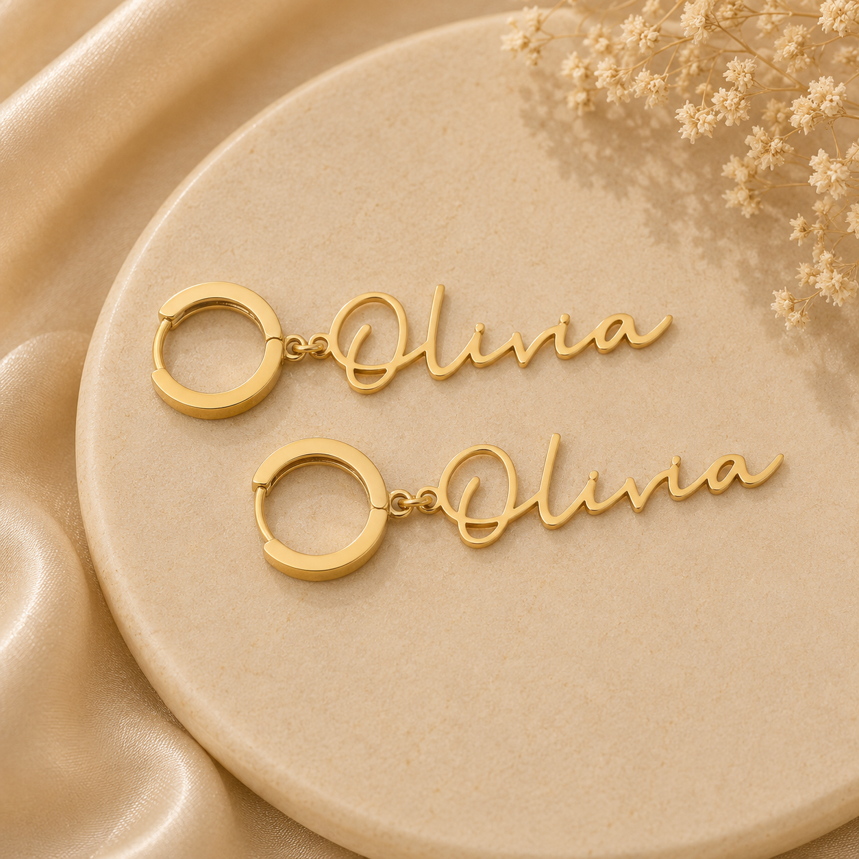 Custom Name Gold Dangle Earrings