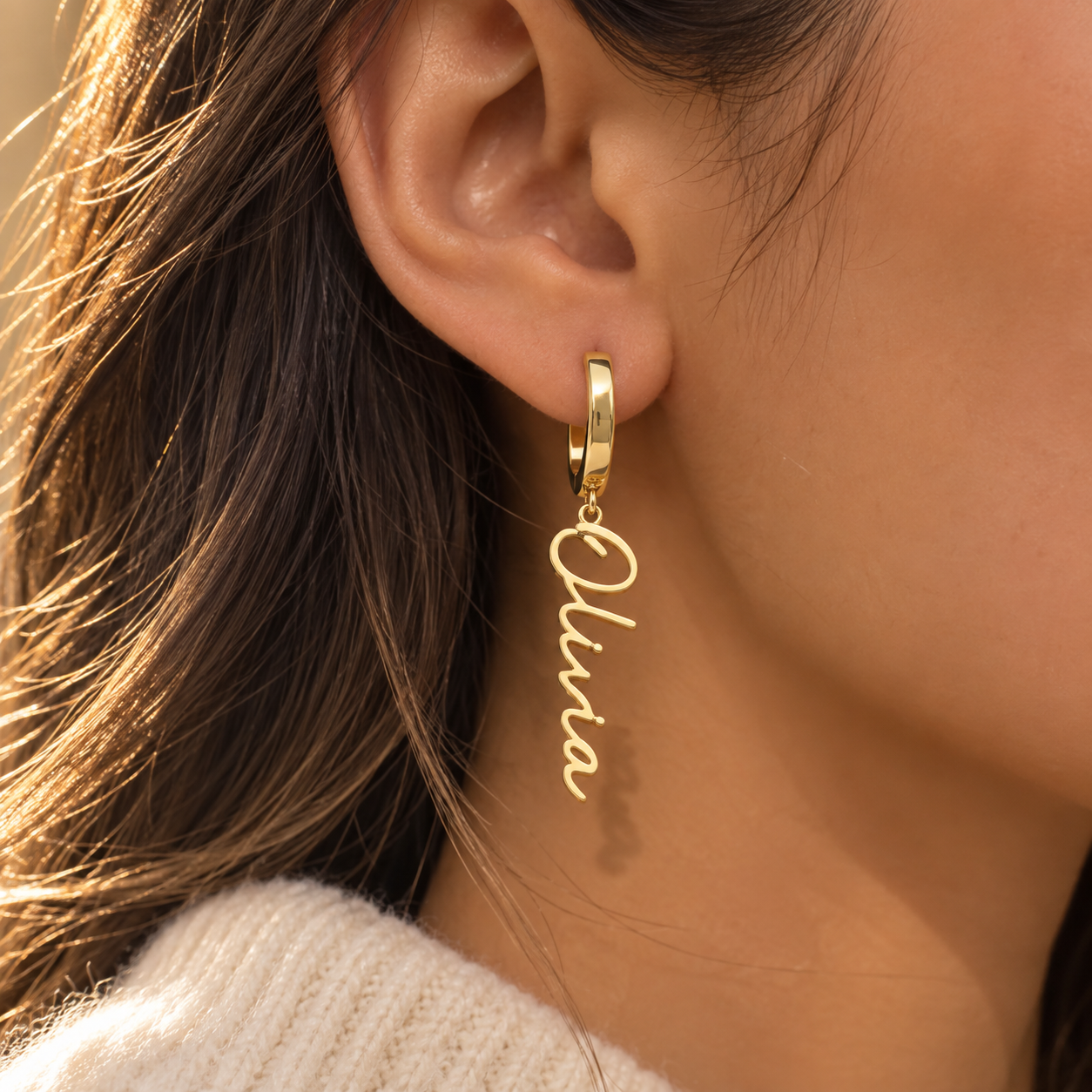 Custom Name Gold Dangle Earrings