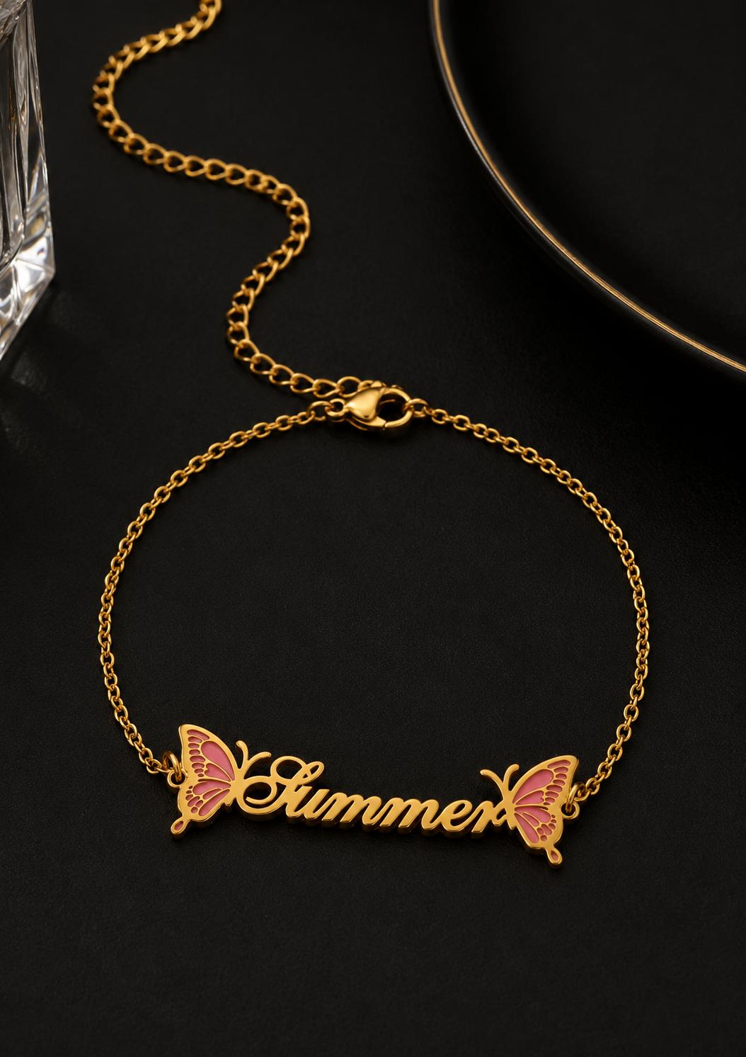 Customized Butterfly Name Anklet