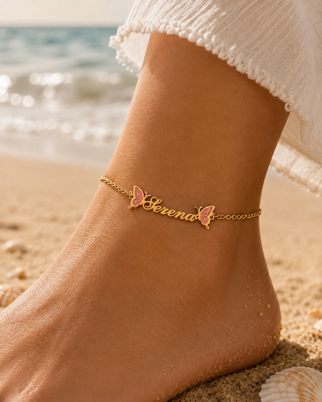 Customized Butterfly Name Anklet