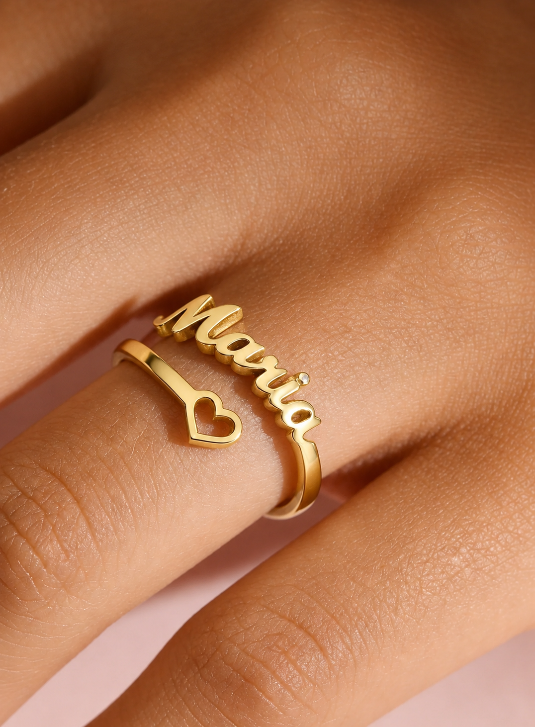 Custom Name Heart Open Ring