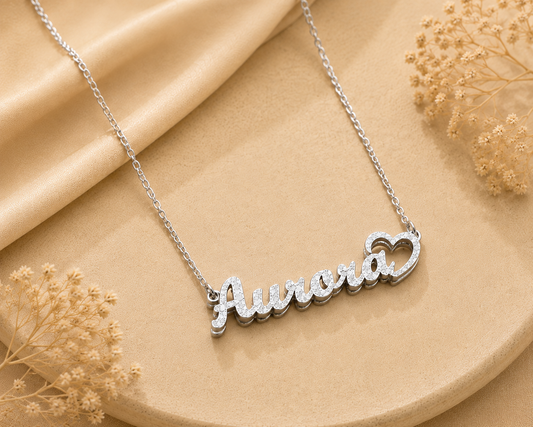 [Made-to-Order] Frosted Double-Layer Costum Name Necklace, 7-12 Business Day Processing Time