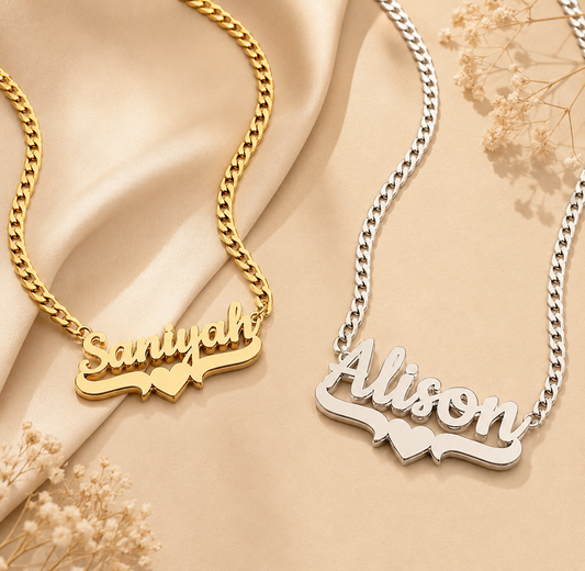 [Made-to-Order] Costum Name Stainless Steel Double-layer Necklace, 7-12 Business Day Processing Time