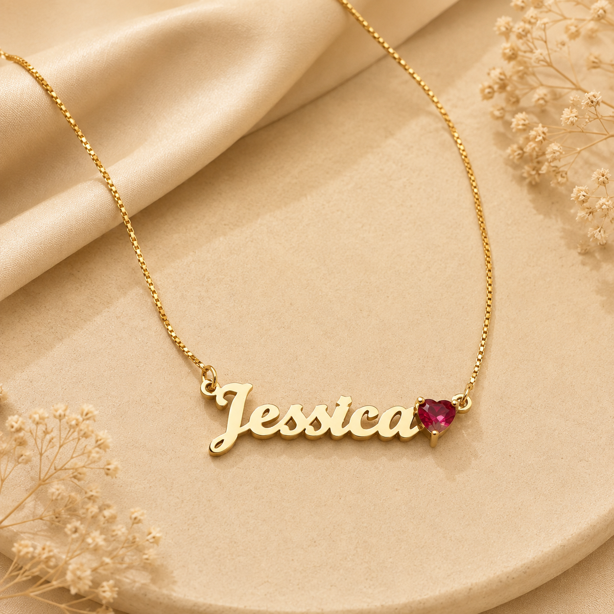 [Made-to-Order] Custom Name Pendant Heart Zirconia Necklace, 7-12 Business Day Processing Time