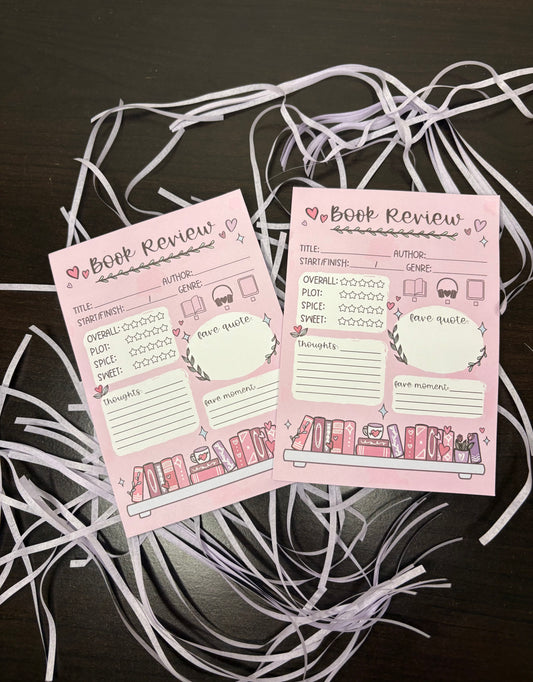 1pc Book Review Notepad | Sticky Journal Bookmark | 40 Sheets | Self-Adhesive Book Notes for Reading & Reviews