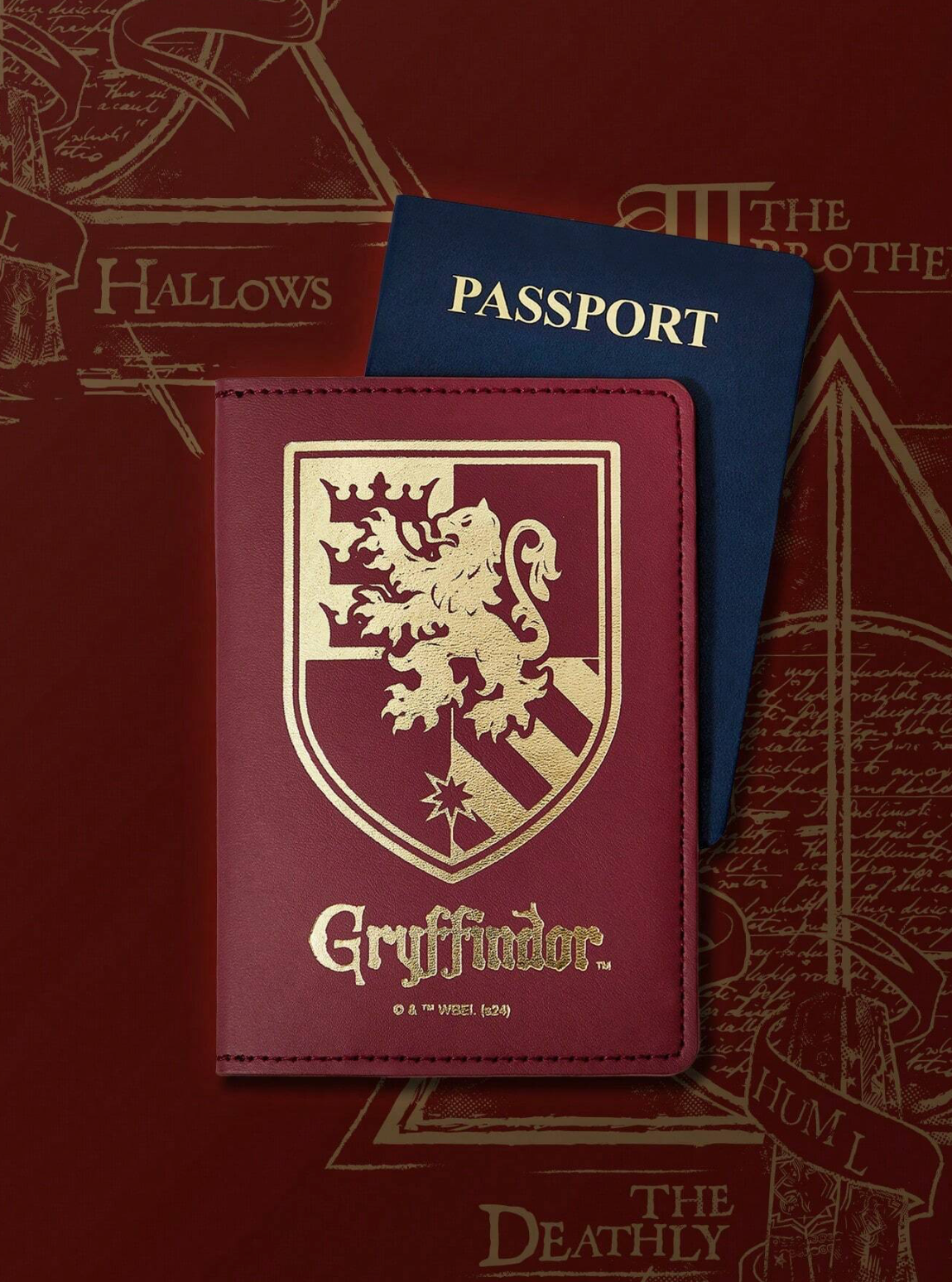 Harry Potter Fashion PU Leather Foil Emblem Print Passport Holder