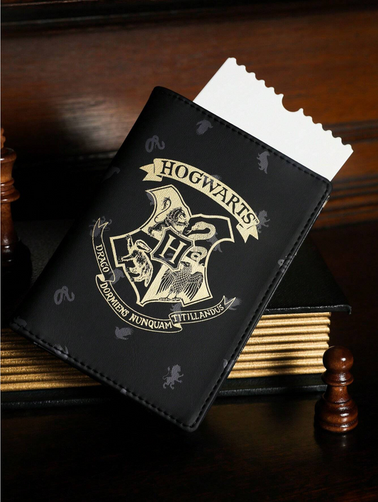 Harrypotter Hogwarts Letter Graphic Black Pu Passport Holder