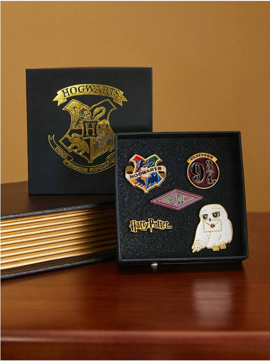 Harry Potter 5pcs Commemorative Badge Brooch Set (With Black Gift Box)