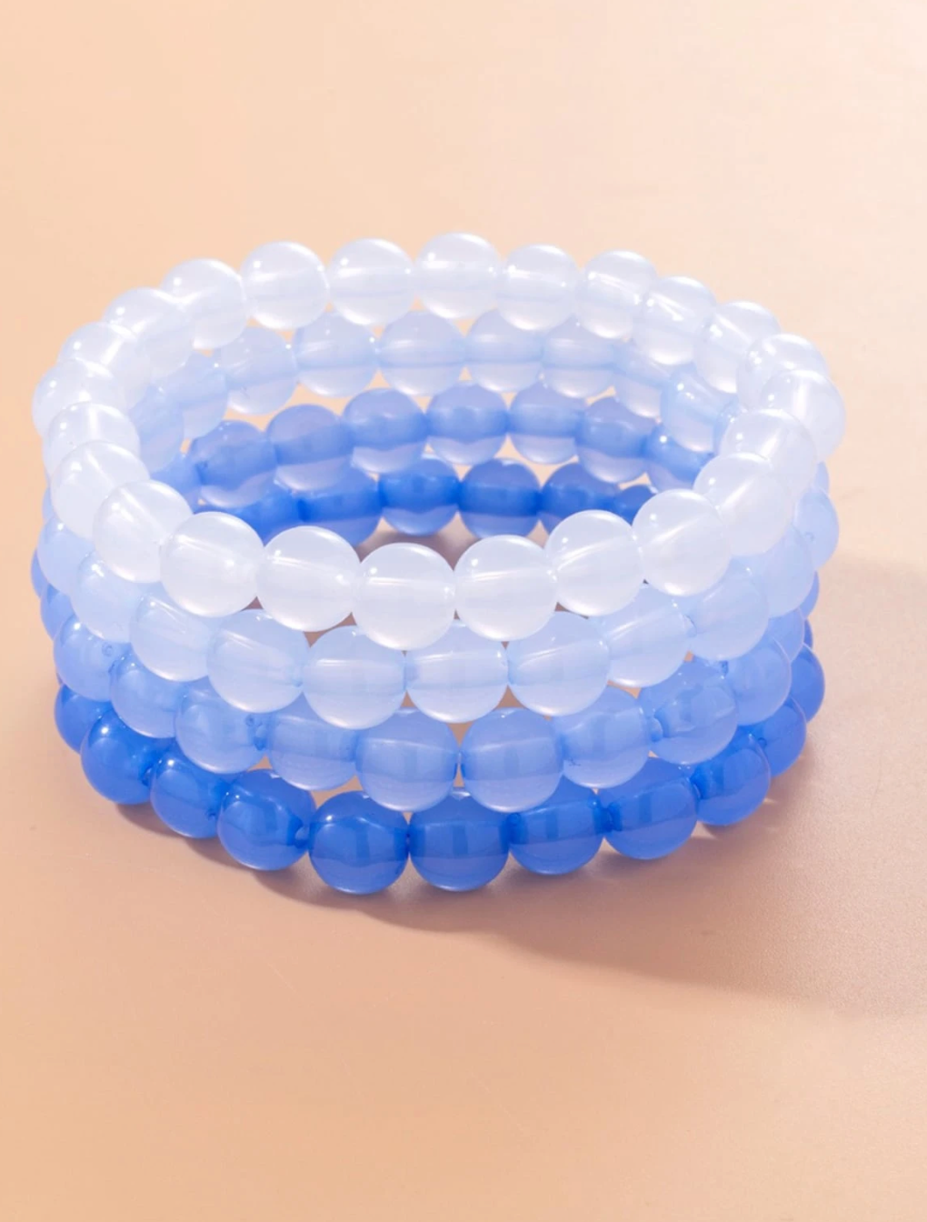 4pcs/Set Fashionable Bohemian Style Acrylic Gradient Beaded Bracelet Set For Women