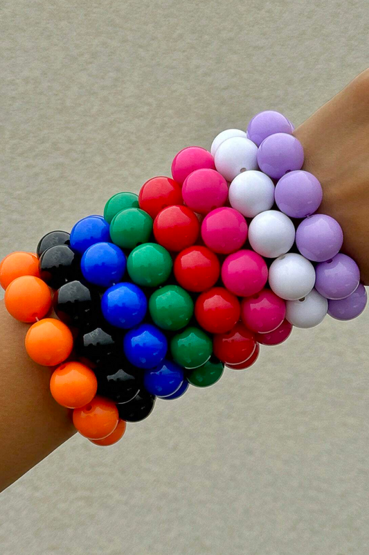 1pc Handmade Minimalist & Fashionable Resin Rainbow Geometric Beads Wrap Ring Bracelet