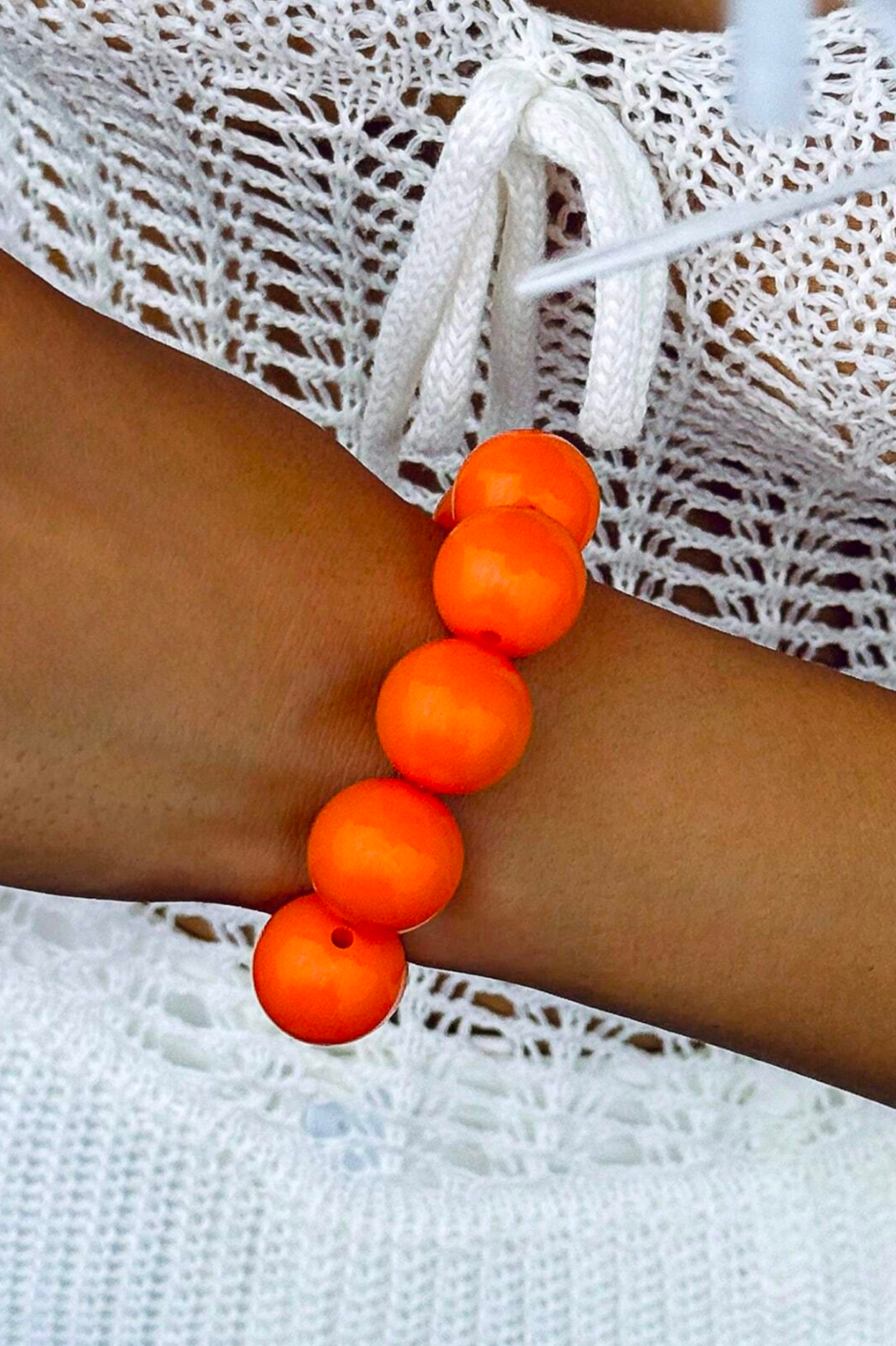 1pc Handmade Minimalist & Fashionable Resin Rainbow Geometric Beads Wrap Ring Bracelet