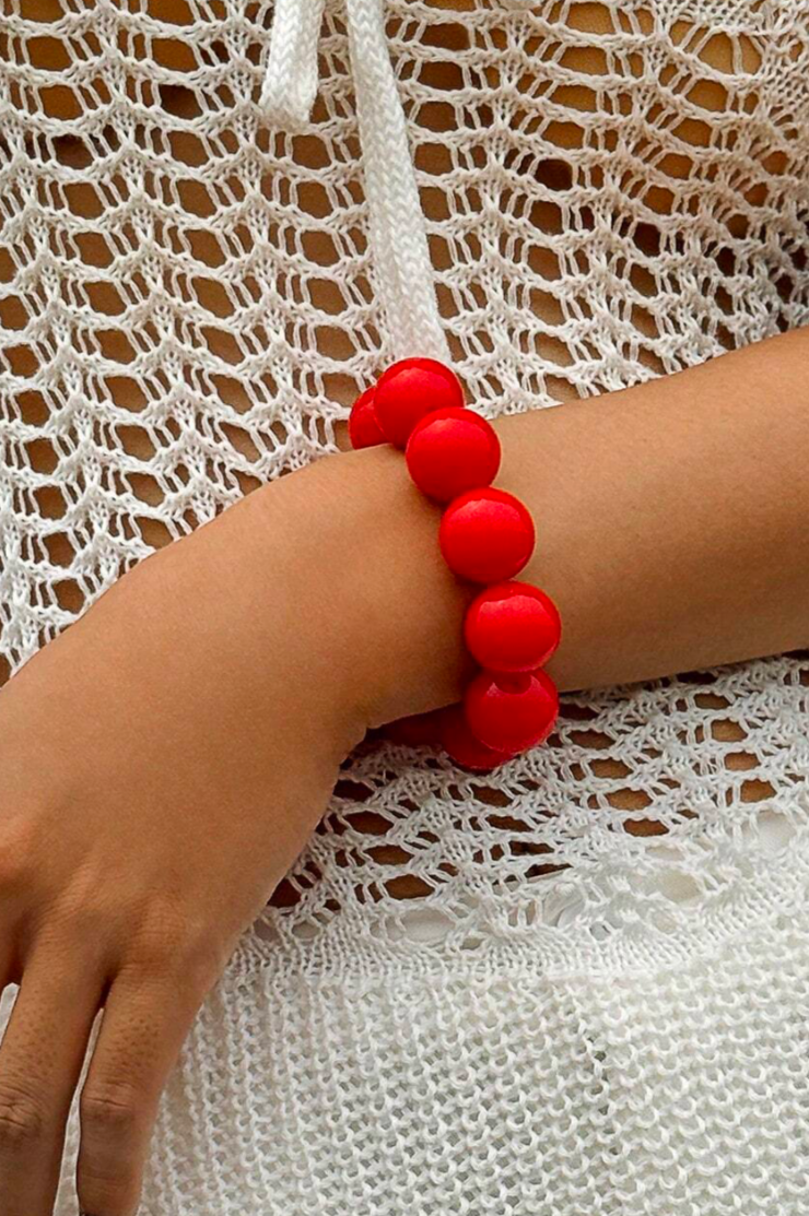 1pc Handmade Minimalist & Fashionable Resin Rainbow Geometric Beads Wrap Ring Bracelet