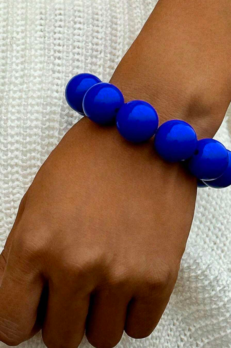 1pc Handmade Minimalist & Fashionable Resin Rainbow Geometric Beads Wrap Ring Bracelet