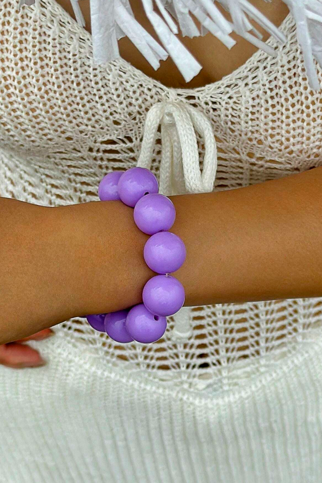 1pc Handmade Minimalist & Fashionable Resin Rainbow Geometric Beads Wrap Ring Bracelet