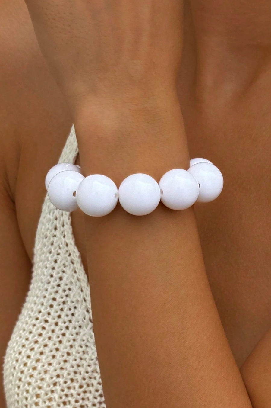1pc Handmade Minimalist & Fashionable Resin Rainbow Geometric Beads Wrap Ring Bracelet