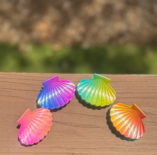 Gradient Shell Hair Claw Clip | Beach Hair Accessory for Women | Summer Mermaid Laser Color Jaw Clip | Gift for Her | Cute Spring Hair Claw