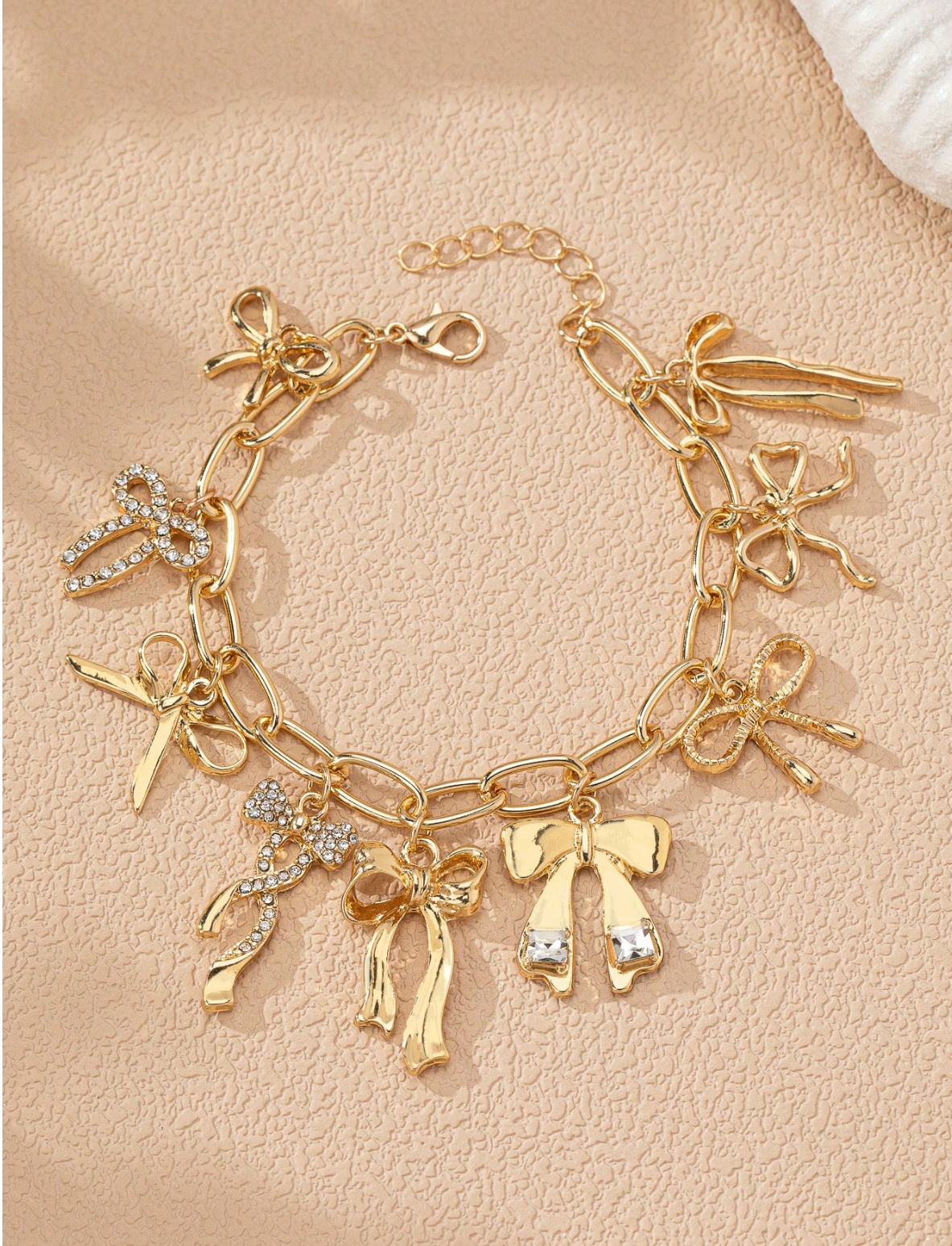 1 Pc Multi Bow Charm Bracelet Golden Color Bowknot Bow Statement Bracelets , Charms Bracelet Jewelery For Women