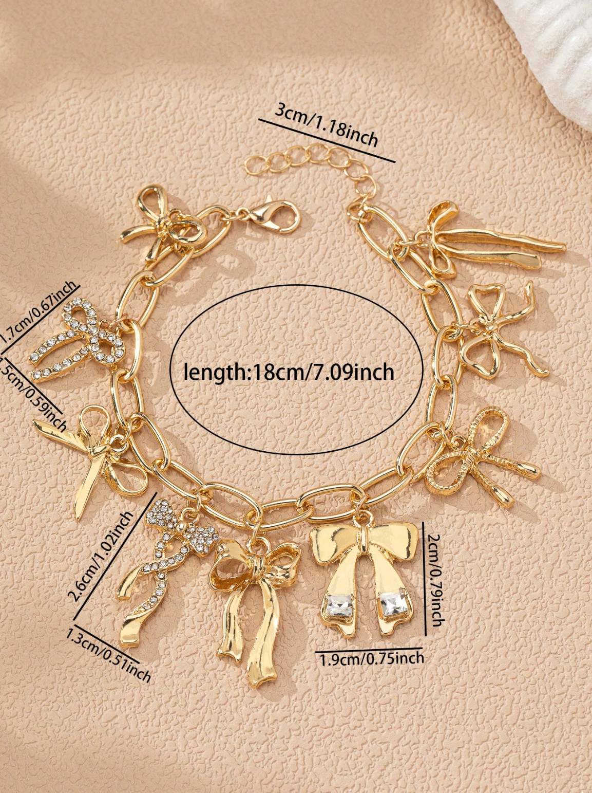 1 Pc Multi Bow Charm Bracelet Golden Color Bowknot Bow Statement Bracelets , Charms Bracelet Jewelery For Women