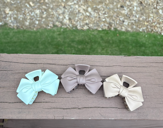 1 Pc Women 3.54in White Khaki Brown Bow Hair Claws Clips