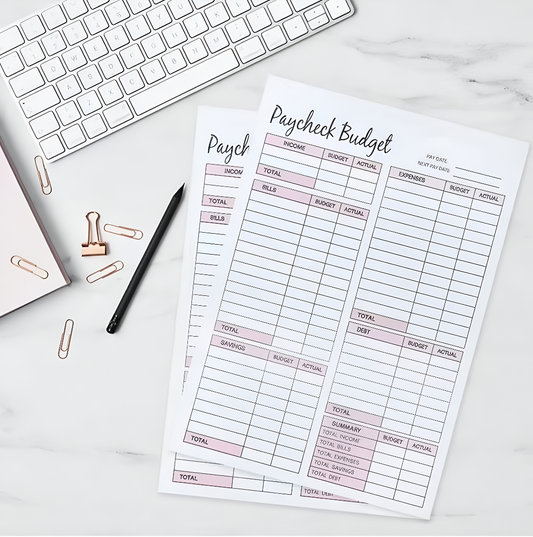 Paycheck Budget Planner – 50 Sheets Undated Expense Tracker & Financial Organizer | Budgeting for Bills, Debt & Savings