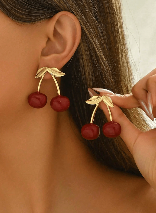 1pair Fashionable Cherry Dangle Earrings
