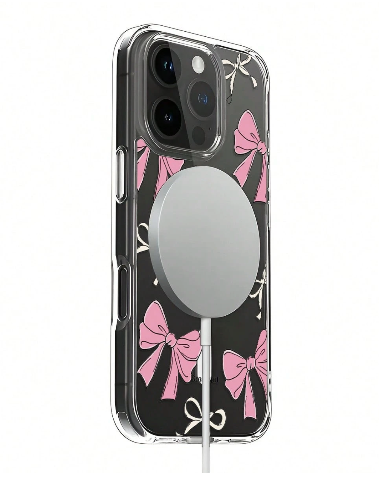 Pink Bow Transparent Magnetic Mobile Phone Case